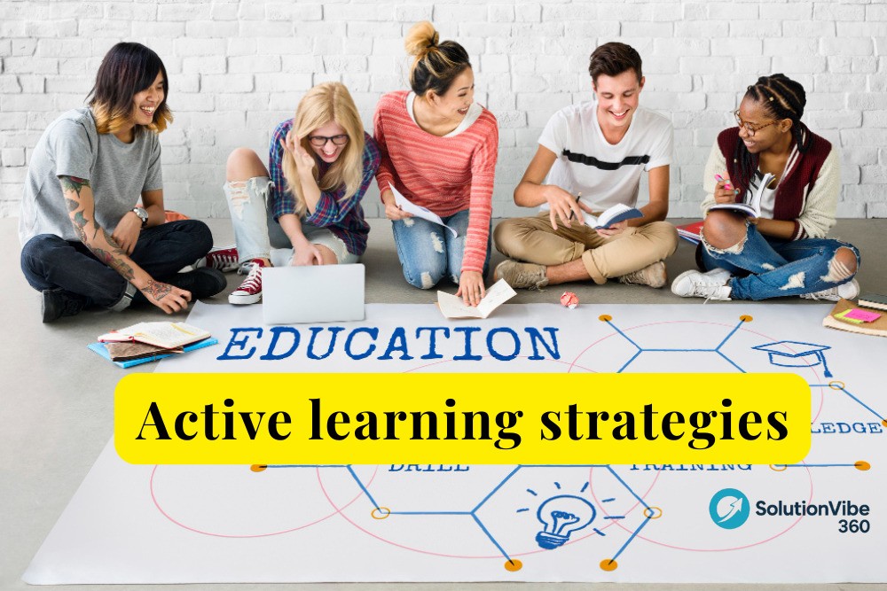 Active learning strategies in classroom with engaged students collaborating and participating